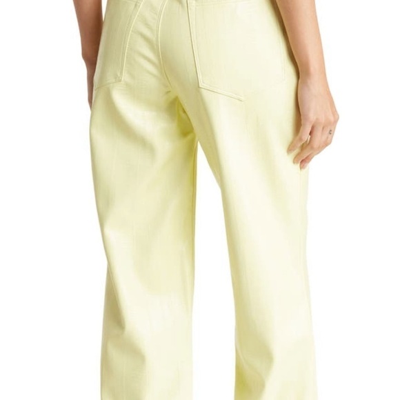 Good American 90s relaxed faux leather straight leg pants size 10 lemon - Picture 2 of 14